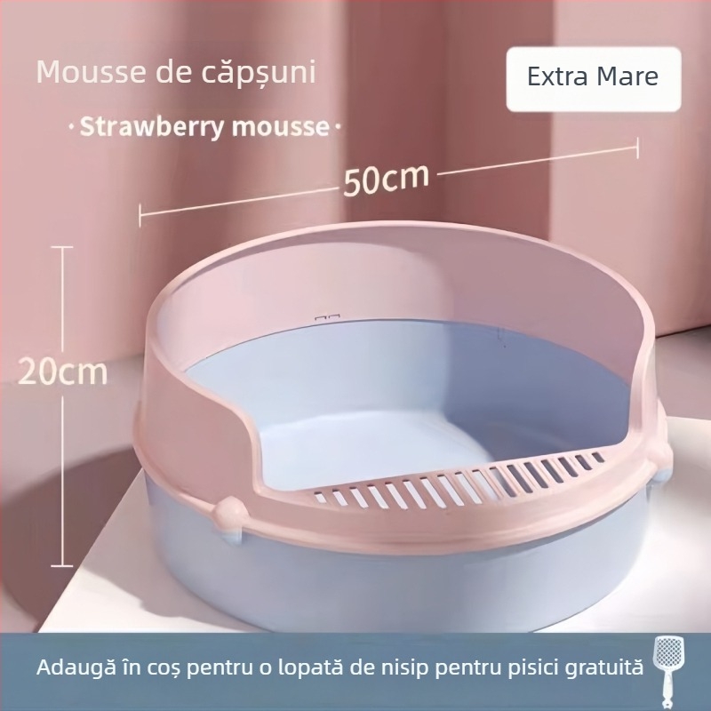 Cutie rotundă pentru nisip de pisică, din PP, design semi-închis, marca Bill