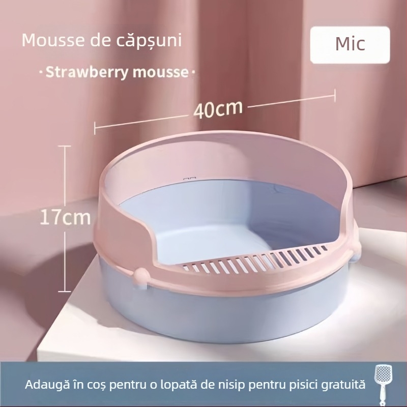 Cutie rotundă pentru nisip de pisică, din PP, design semi-închis, marca Bill