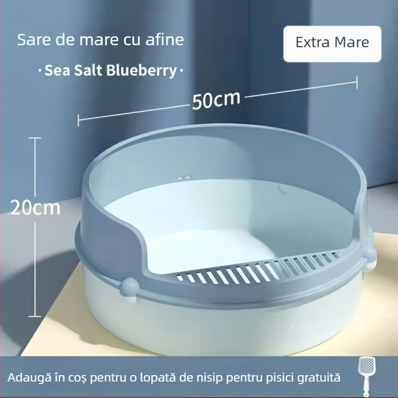 Cutie rotundă pentru nisip de pisică, din PP, design semi-închis, marca Bill