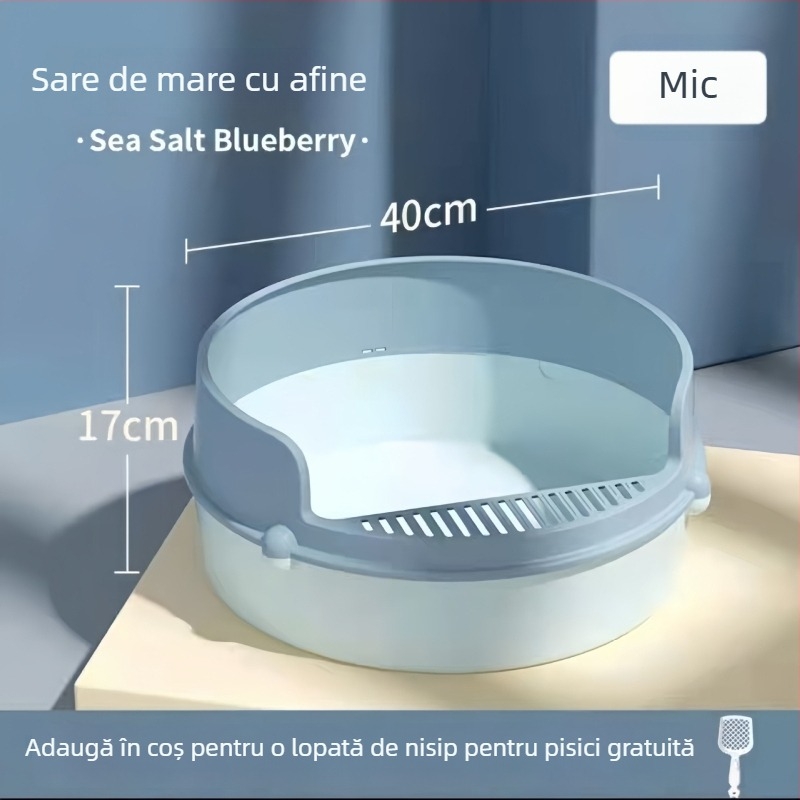 Cutie rotundă pentru nisip de pisică, din PP, design semi-închis, marca Bill