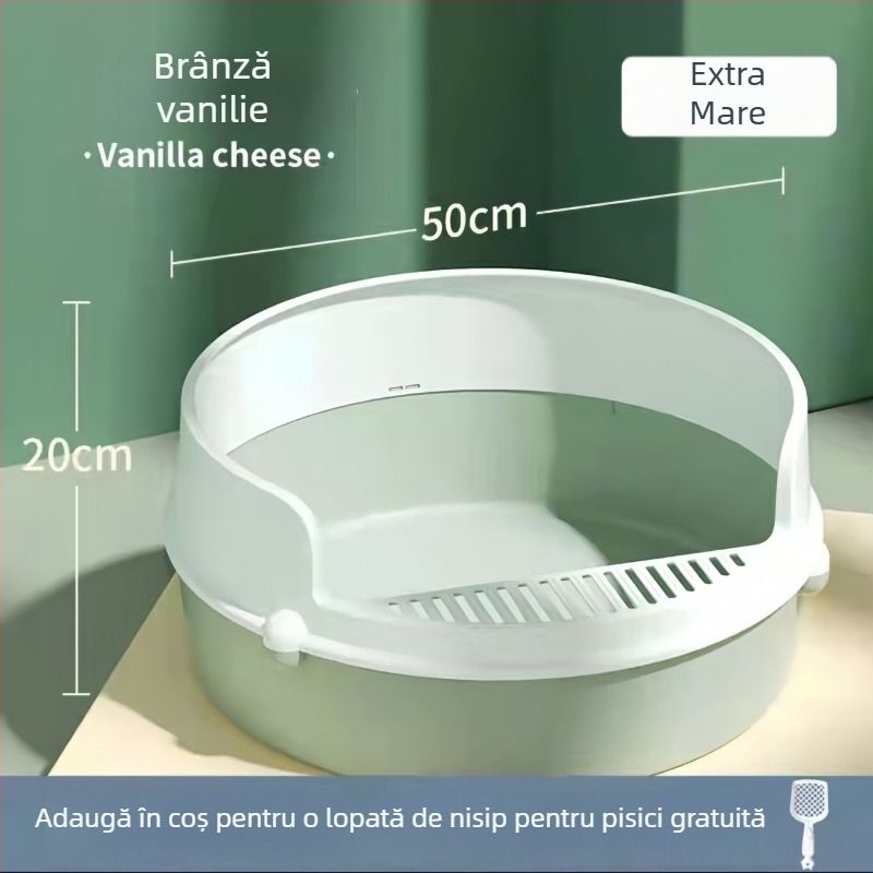 Cutie rotundă pentru nisip de pisică, din PP, design semi-închis, marca Bill
