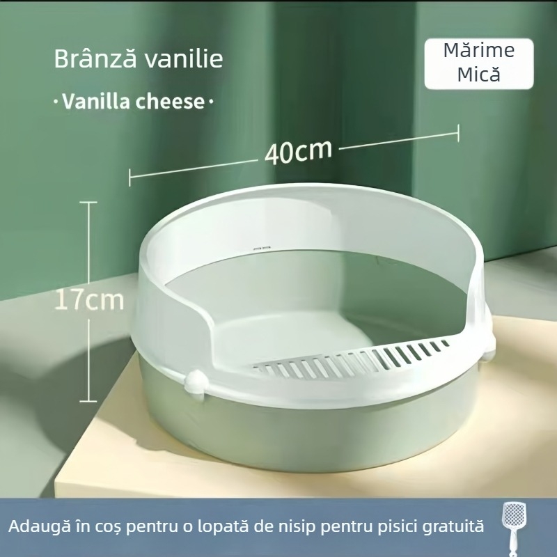 Cutie rotundă pentru nisip de pisică, din PP, design semi-închis, marca Bill