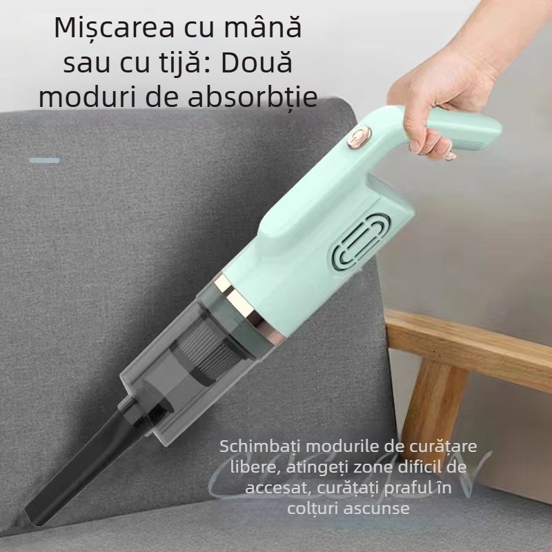 Aspirator portabil fără fir pentru uz casnic, umed și uscat, 120W, aspirație 10–15 kPa, baterie încorporată 1600–2000 mAh