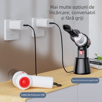 Aspirator portabil fără fir pentru mașină HL-103 — 7.4V, 120W, 6000Pa, utilizare duală (mașină și casă), fără fir