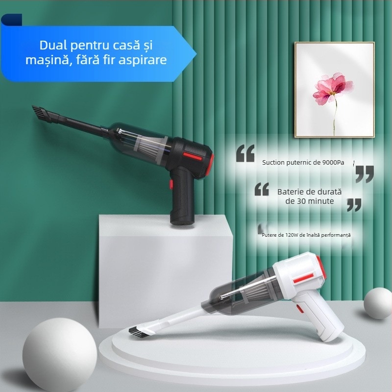 Aspirator portabil fără fir pentru mașină HL-103 — 7.4V, 120W, 6000Pa, utilizare duală (mașină și casă), fără fir