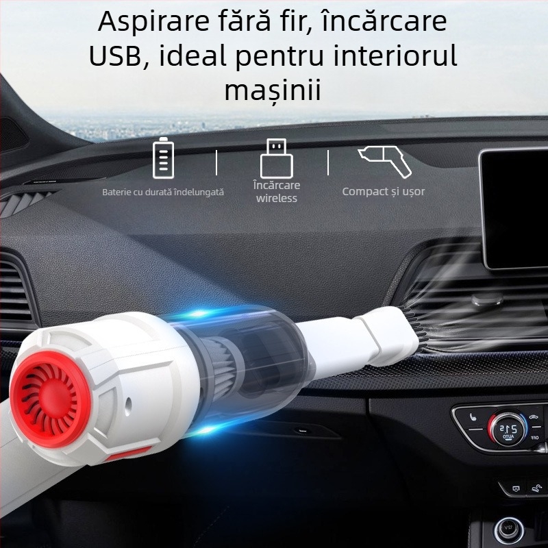 Aspirator portabil fără fir pentru mașină HL-103 — 7.4V, 120W, 6000Pa, utilizare duală (mașină și casă), fără fir