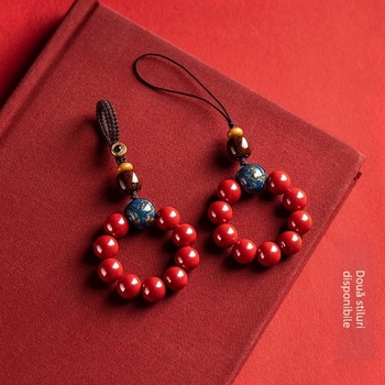 Lanț pentru telefon cu lac cinnabar, finisaj lucios, marcă Jinghui, pandantiv-cheie, design original, model zodiac