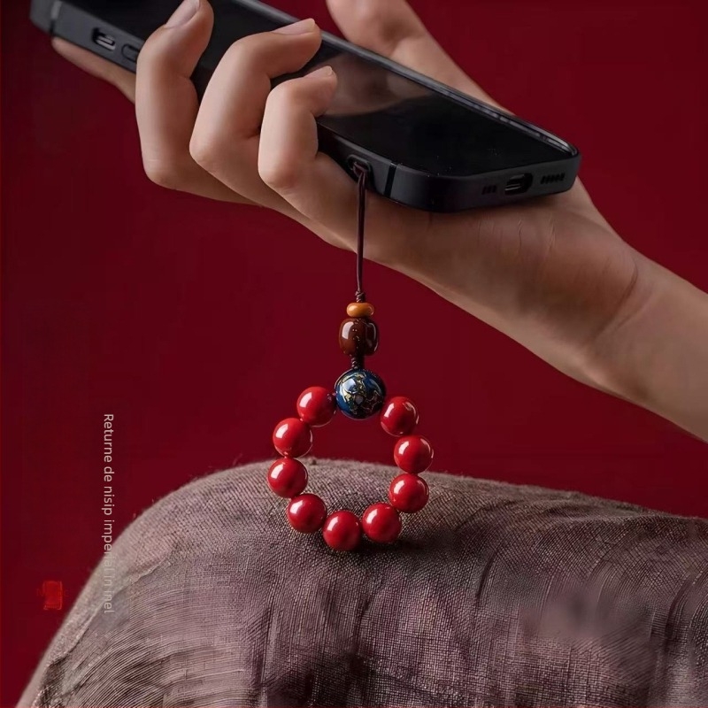 Lanț pentru telefon cu lac cinnabar, finisaj lucios, marcă Jinghui, pandantiv-cheie, design original, model zodiac