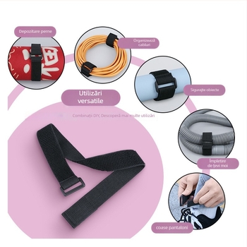 Curea Velcro elastică pentru managementul cablurilor, fixare rucsac și îmbrăcăminte – Poliester, Amestec Poliester/Nylon/Elastan, Brand Mileqi