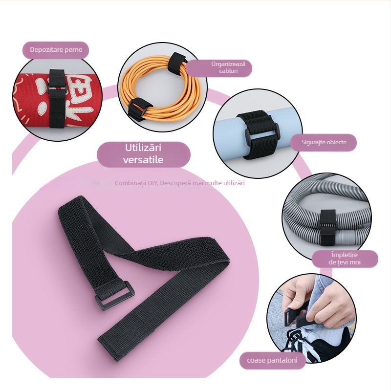Curea Velcro elastică pentru managementul cablurilor, fixare rucsac și îmbrăcăminte – Poliester, Amestec Poliester/Nylon/Elastan, Brand Mileqi