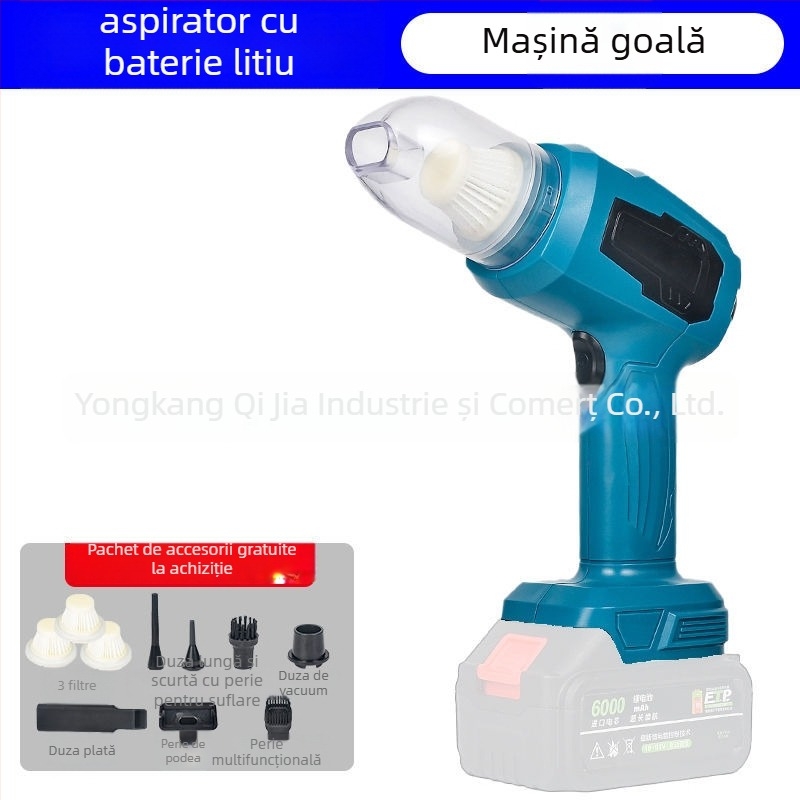 Aspirator portabil pentru mașină cu încărcare fără fir, funcție dublă de suflare și aspirare, aspirație puternică 20000 Pa, 21 V, reîncărcabil
