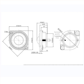 Tweeter auto pentru mașină — condensator 5.6uF; panou; grilă; configurații: 1 tweeter; 1 tweeter + condensator 5.6uF; 1 tweeter + condensator + grilă; 1 tweeter cu panou + condensator