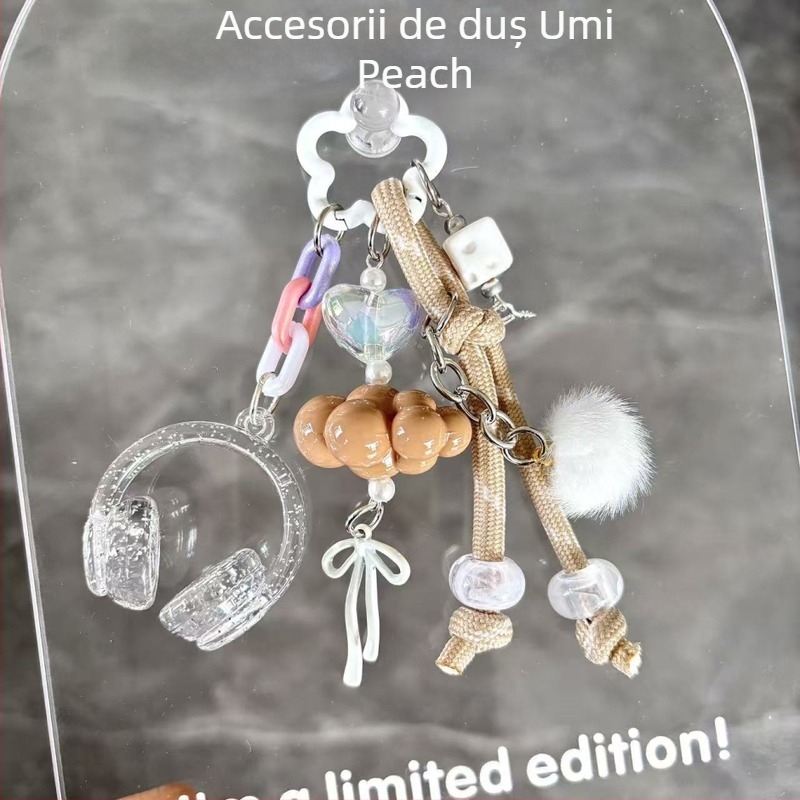 Breloc pentru geantă și lanț pentru telefon cu design drăguț; modele: inimă, picătură de apă, clopot; material: compozit; marcă: Taomu; procesare: semi-manual; an/sezon: Iarna 2025