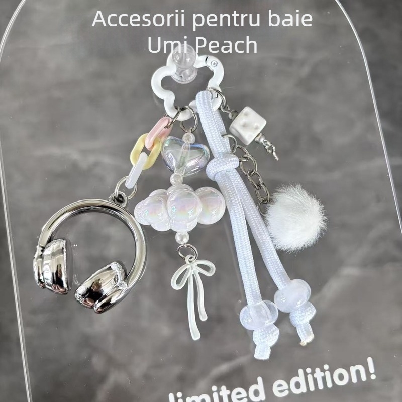 Breloc pentru geantă și lanț pentru telefon cu design drăguț; modele: inimă, picătură de apă, clopot; material: compozit; marcă: Taomu; procesare: semi-manual; an/sezon: Iarna 2025