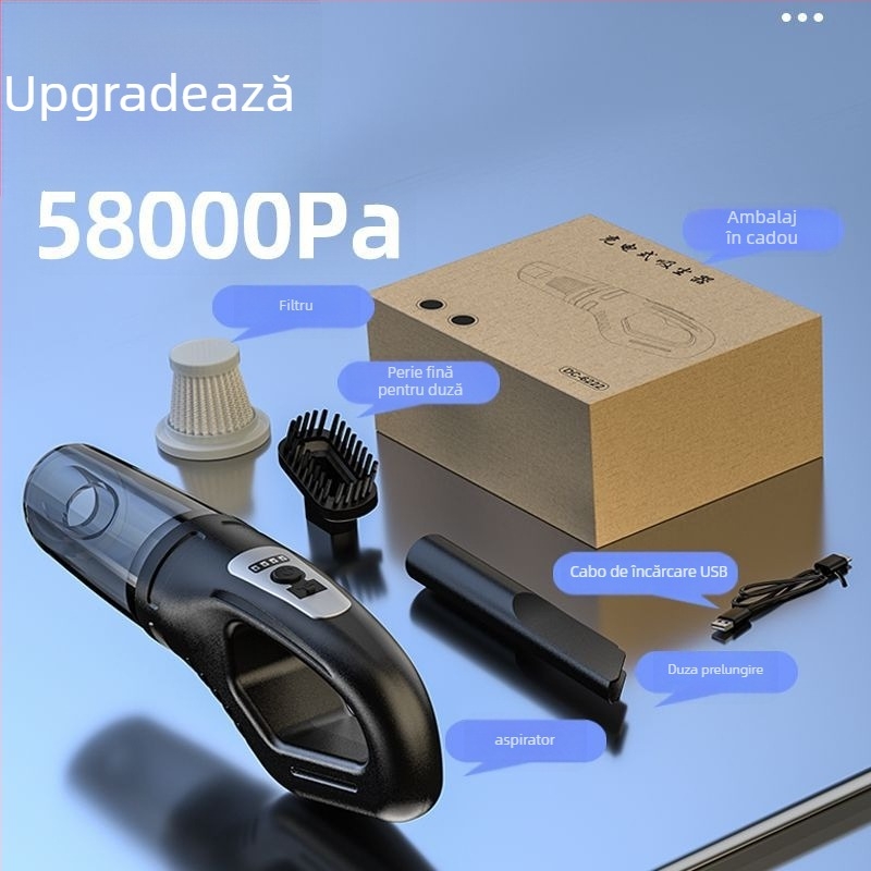 Aspirator fără fir pentru mașină și casă — aspirație 20000 Pa, 300 W, alimentare reîncărcabilă, zgomot 70 dB, cablu de 3 m