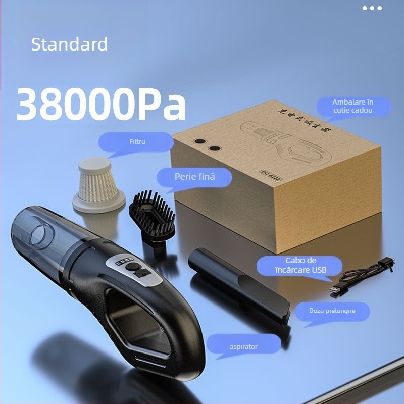 Aspirator fără fir pentru mașină și casă — aspirație 20000 Pa, 300 W, alimentare reîncărcabilă, zgomot 70 dB, cablu de 3 m