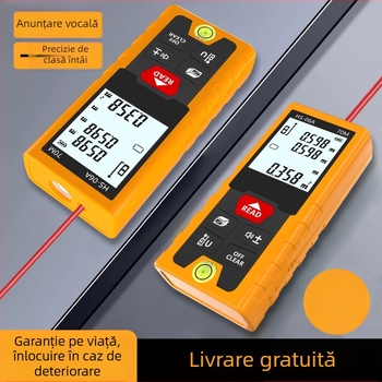 Distanțometru cu laser – Două funcții într-unul, Precizie înaltă, Laser infraroșu, Riglă digitală