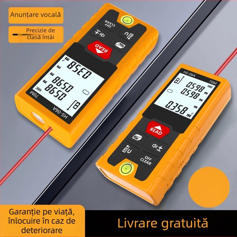 Distanțometru cu laser – Două funcții într-unul, Precizie înaltă, Laser infraroșu, Riglă digitală