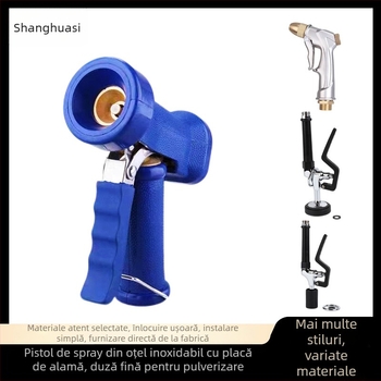 Pistol de pulverizare din cupru cu cap de duș din alamă, conectori 1/4\" și 1/2\", intrare/ieșire 21 mm, presiune nominală 30 kg, temperatură de lucru 100°C