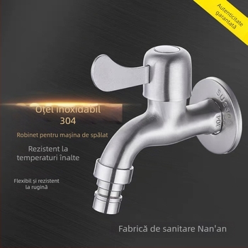 Robinet de bucătărie din oțel inoxidabil, tip amestec, deschidere cu cheie, construcție cu articulație unică, miez de valve din cupru