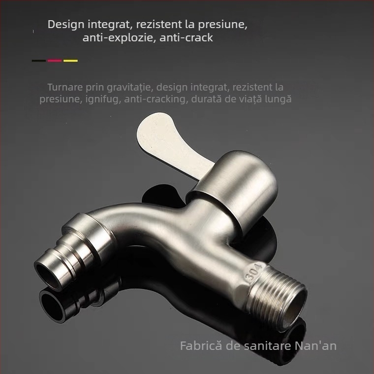 Robinet de bucătărie din oțel inoxidabil, tip amestec, deschidere cu cheie, construcție cu articulație unică, miez de valve din cupru