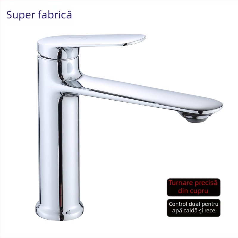 Robinet de bucătărie din cupru, cu apă caldă și rece, jet telescopic rotativ, ieșire dublă, intrări/ieșiri 2× G1/2