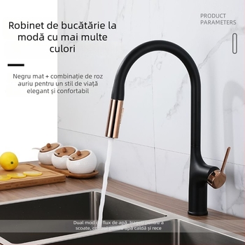 Nuofen robinet bucătărie din cupru – retractabil și rotativ, cu moduri multiple de flux, cartuș ceramic, aliaj de cupru