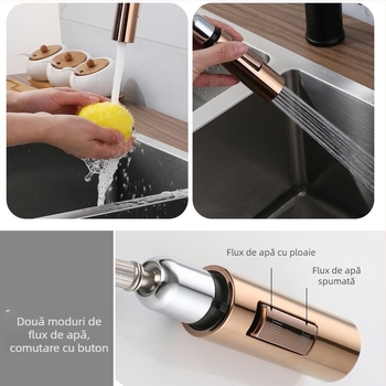 Nuofen robinet bucătărie din cupru – retractabil și rotativ, cu moduri multiple de flux, cartuș ceramic, aliaj de cupru