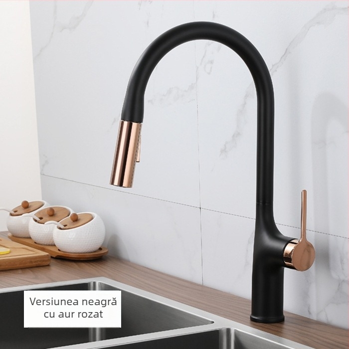 Nuofen robinet bucătărie din cupru – retractabil și rotativ, cu moduri multiple de flux, cartuș ceramic, aliaj de cupru