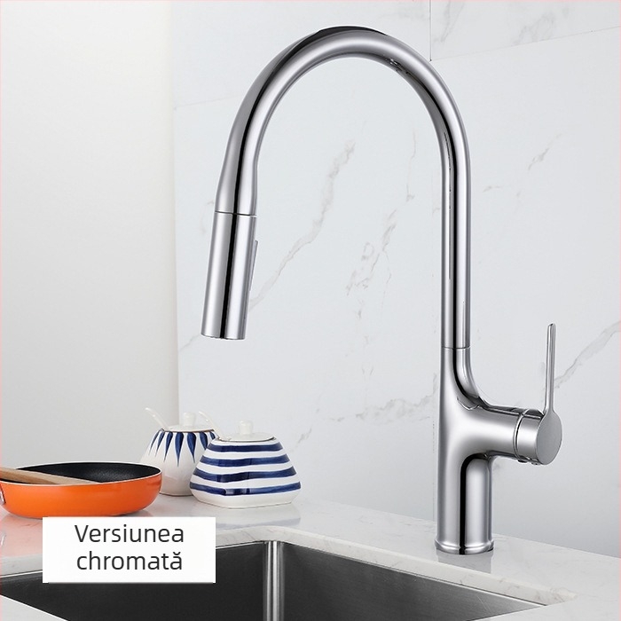 Nuofen robinet bucătărie din cupru – retractabil și rotativ, cu moduri multiple de flux, cartuș ceramic, aliaj de cupru