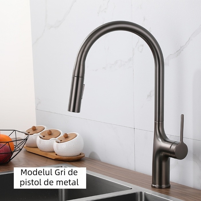 Nuofen robinet bucătărie din cupru – retractabil și rotativ, cu moduri multiple de flux, cartuș ceramic, aliaj de cupru