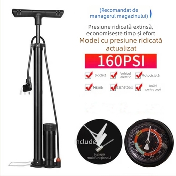 Pompa manuală de înaltă presiune Qianli pentru bicicletă – corp din fier, presiune maximă 12 MPa, include ac de aer cu trei gheare