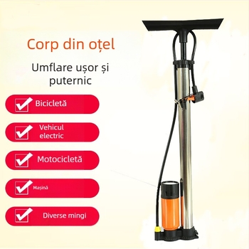 Pompa manuală de înaltă presiune Qianli pentru bicicletă – corp din fier, presiune maximă 12 MPa, include ac de aer cu trei gheare
