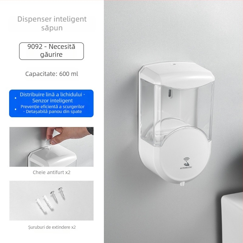Dispenser de dezinfectant pentru mâini Chuangsha, cu senzor, complet automat, montat pe perete, din plastic