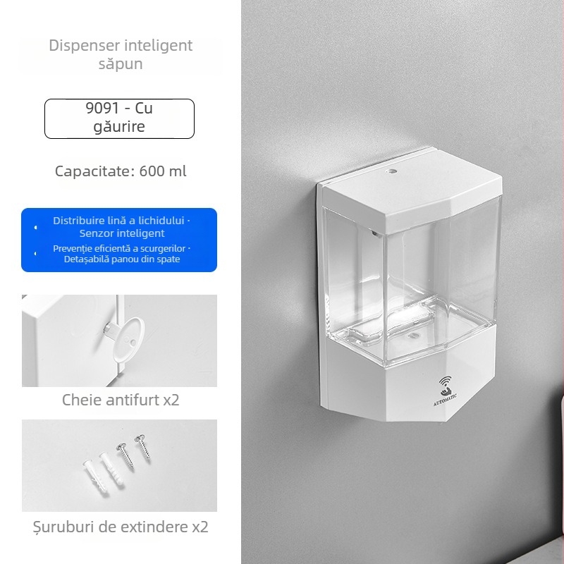 Dispenser de dezinfectant pentru mâini Chuangsha, cu senzor, complet automat, montat pe perete, din plastic