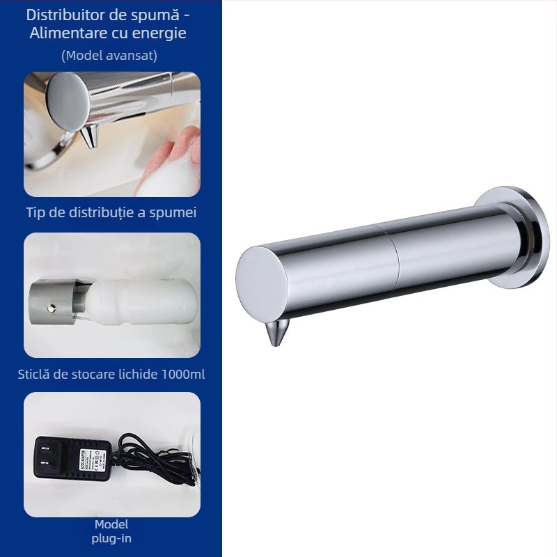 Dispenser de săpun din cupru, senzor infraroșu, spumă de săpun, montat pe perete, Model 818, electroplacat.