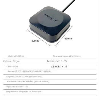 Antena GNSS pentru poziționare în vehicul – GPS + Beidou, receptor activ de sateliți, antenă externă ceramică