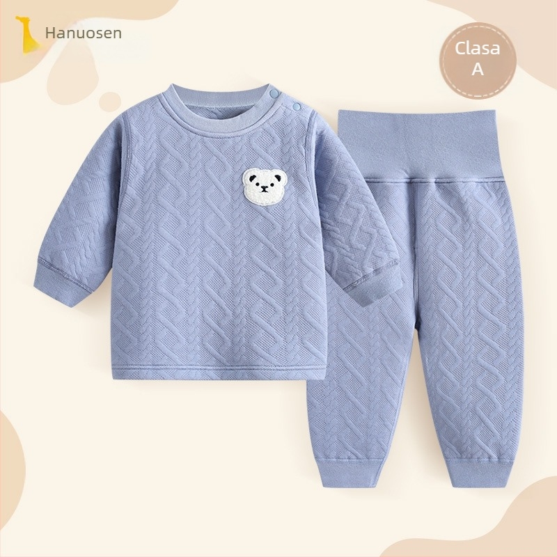 Set de pijamale din bumbac pentru copii, două piese, talie înaltă pentru protecția abdomenului, cald, pentru bebeluși și copii între 1 și 3 ani