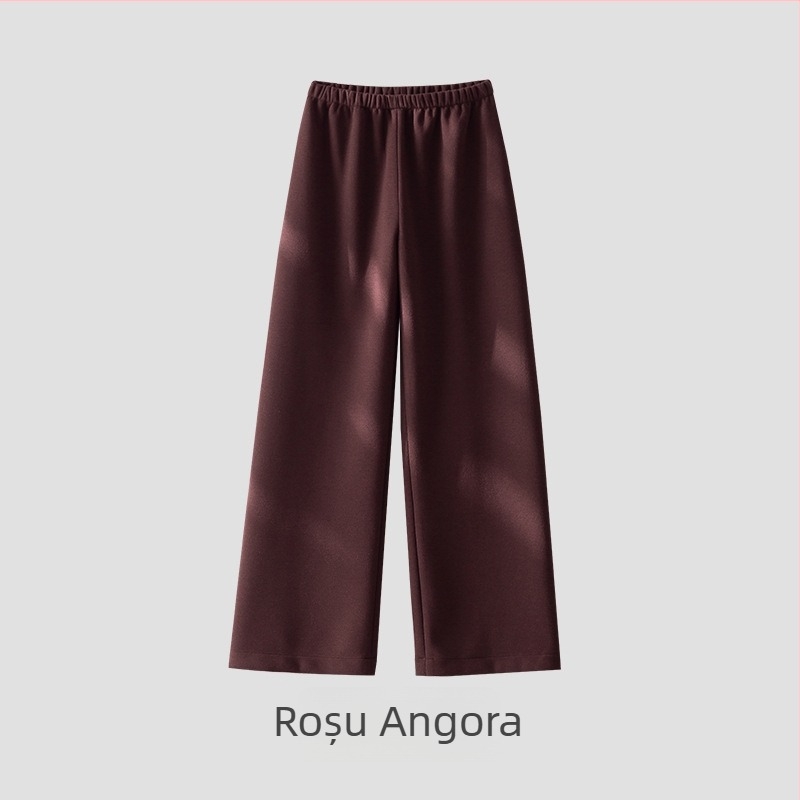 Pantaloni damă din amestec lână-acetat, croială dreapta-largă, talie înaltă, stil elegant de birou, toamnă-iarnă 2025