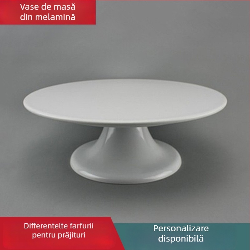 Farfurie-disk din melamină pentru servire, formă neregulată, finisaj glazură peste, logo imprimat, personalizare disponibilă