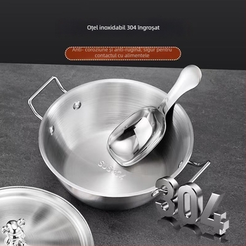 Vas pentru tăiței instant din oțel inoxidabil 304 cu capac, mânere dube în formă de urs, utilizare duală, portabil pentru cămine