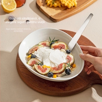 Bol ceramic de desert, formă neobișnuită, stil minimalist modern, compatibil cu microundele, personalizabil, pentru fructe, mic dejun, iaurt