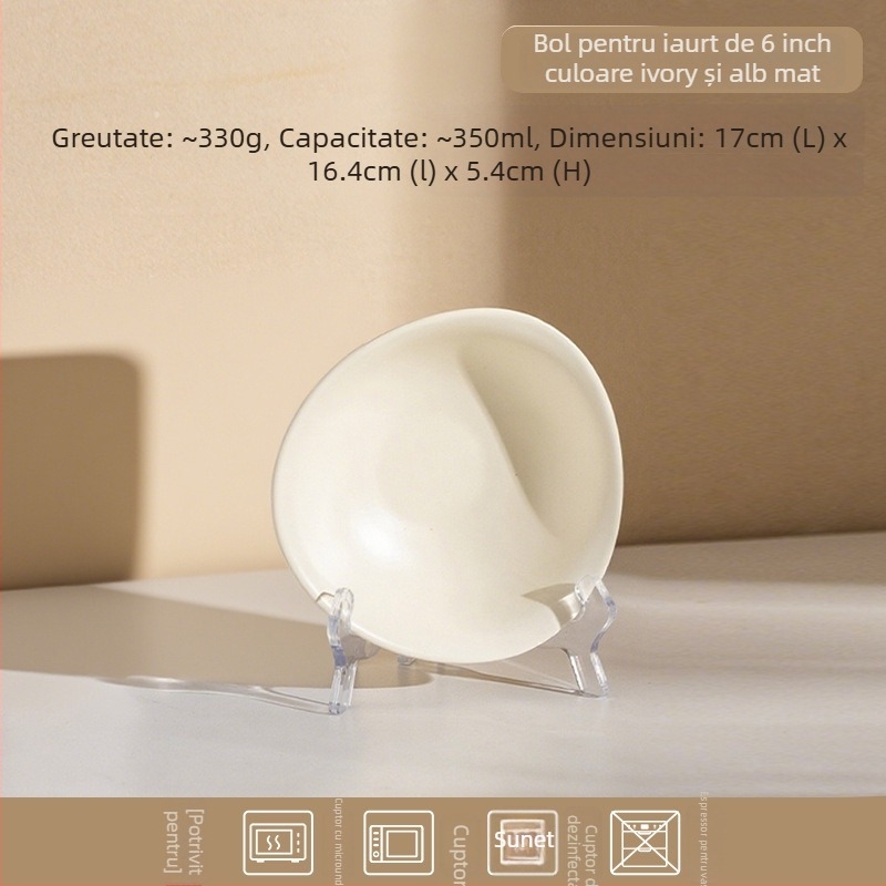 Bol ceramic de desert, formă neobișnuită, stil minimalist modern, compatibil cu microundele, personalizabil, pentru fructe, mic dejun, iaurt