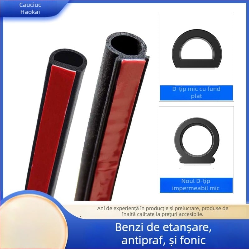 Haokai Bandă universală de etanșare pentru uși auto, din cauciuc, cu canal D, autoadezivă, rezistentă la apă, izolare fonică