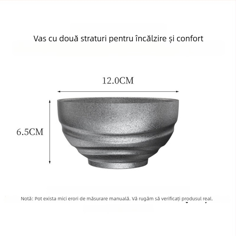 Vas din oțel inoxidabil, stil industrial retro, rotund, cu logo imprimat
