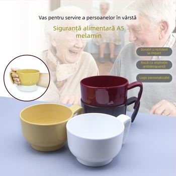 Bol rotund din melamină, culoare solidă, compatibil cu microundele, personalizabil, destinat îngrijirii persoanelor în vârstă