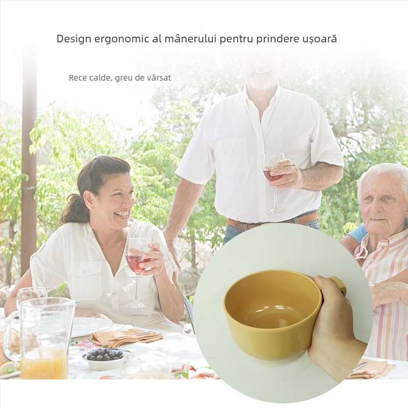 Bol rotund din melamină, culoare solidă, compatibil cu microundele, personalizabil, destinat îngrijirii persoanelor în vârstă