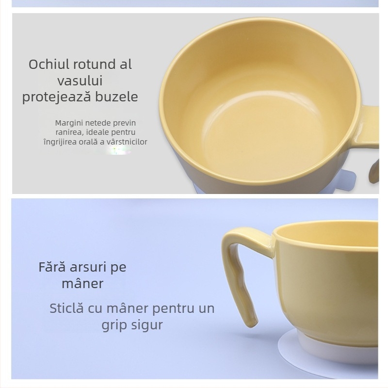 Bol rotund din melamină, culoare solidă, compatibil cu microundele, personalizabil, destinat îngrijirii persoanelor în vârstă