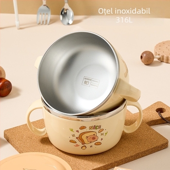 Vas pentru copii din oțel inoxidabil 316, de calitate alimentară, cu capac, protecție împotriva arderii, compatibil cu cuptorul cu microunde