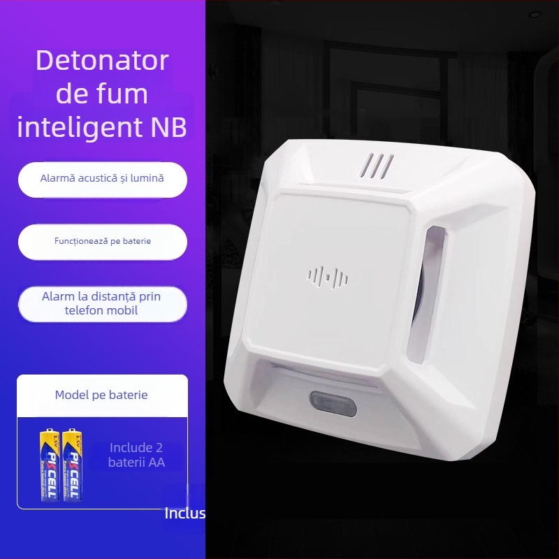 NB Alarmă de fum cu monitorizare de la distanță prin telefon, 4G Inteligentă, Wireless, Detecție 360°, Montaj pe tavan, Model XL-802
